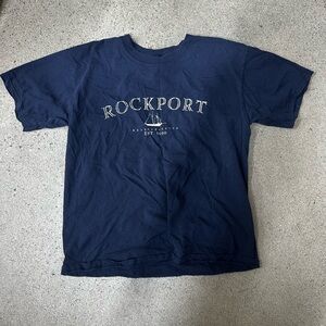 VINTAGE Anvil Navy Blue Rockport, Massachusetts Short Sleeve Tee
